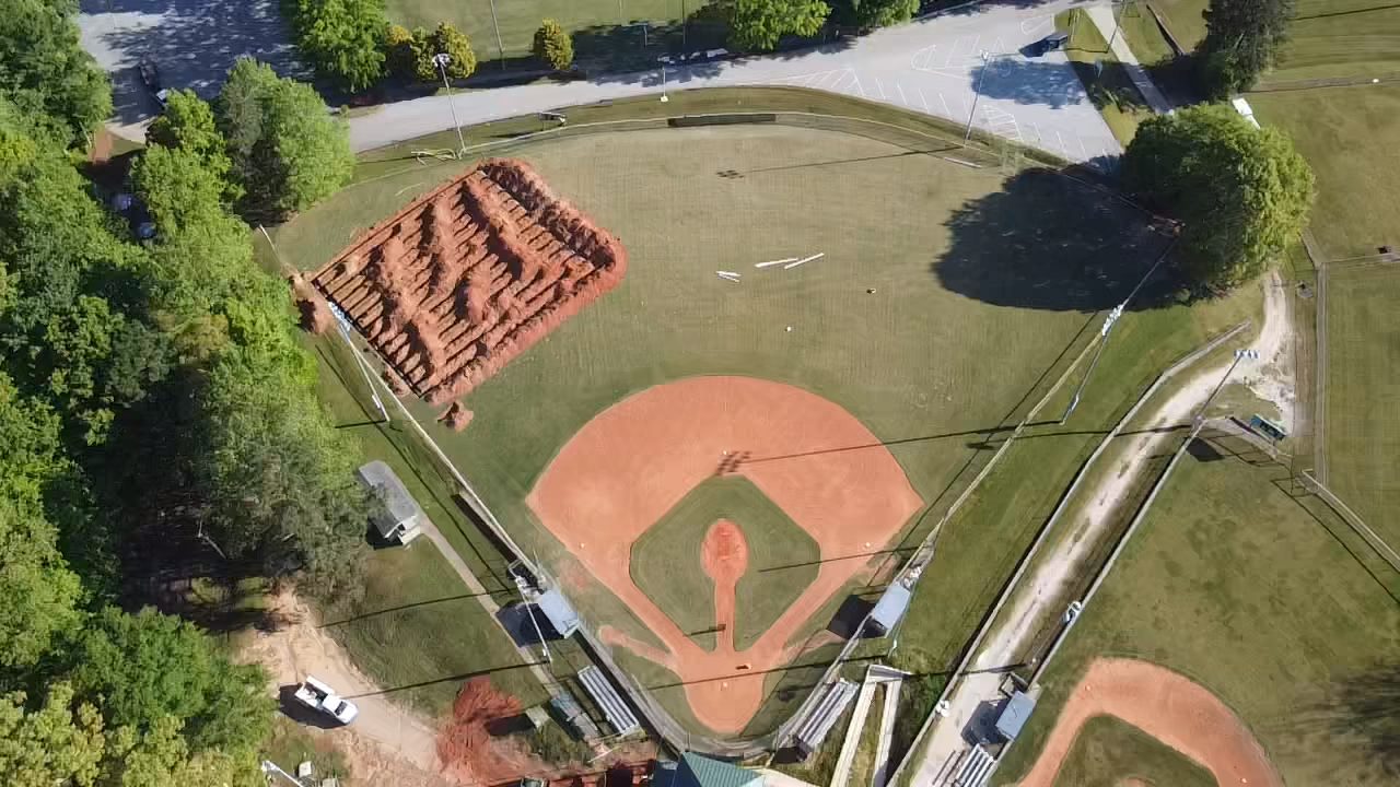Aerial view of a field line project