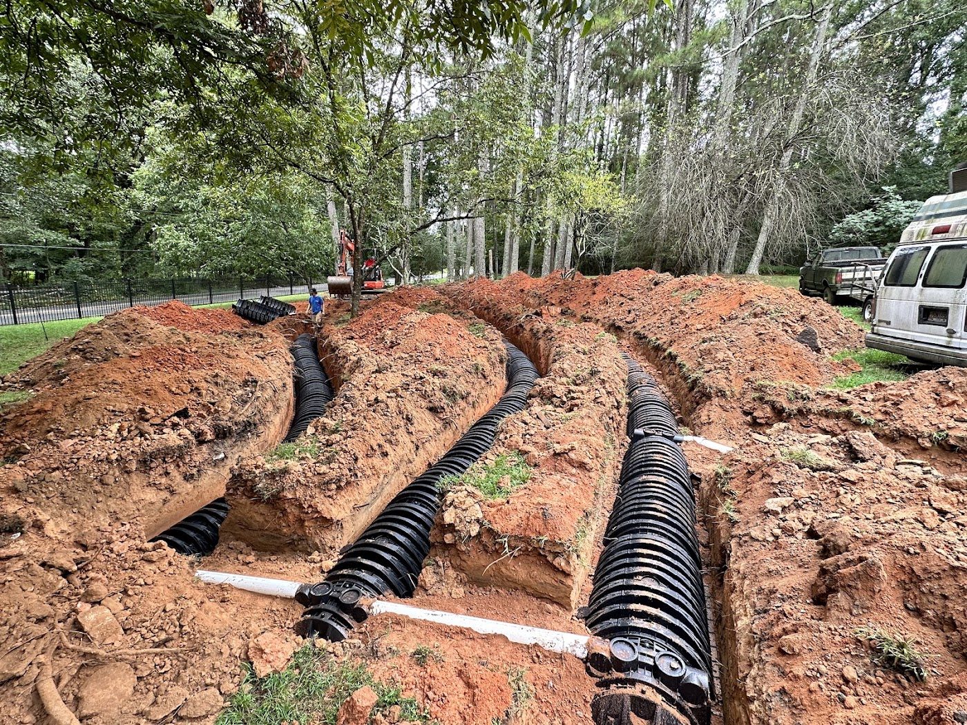 New septic field lines being installed